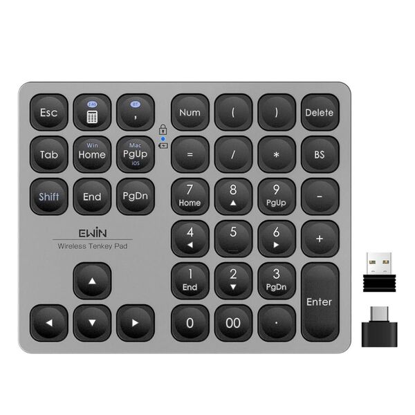 テンキー Bluetooth5.2 / 2.4G 2台接続 Mac ワイヤレス 数字キーボード 薄型 日日本語対応