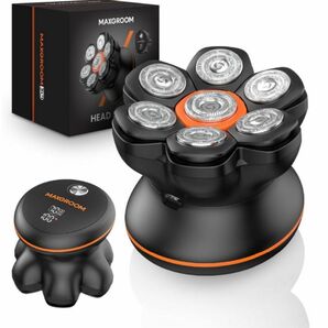 MAXGROOM スキンヘッド用シェーバー 7Dスキンヘッド マグネット着脱式 防水 電気シェーバー バリカン コードレス LED