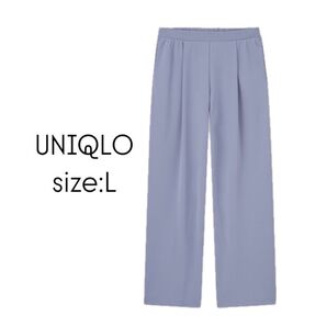 UNIQLO クレープジャージーストレートパンツ パープル L 436176