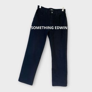 *SOMETHING EDWIN ストレートパンツ 黒 29×32 コットン混 レディース