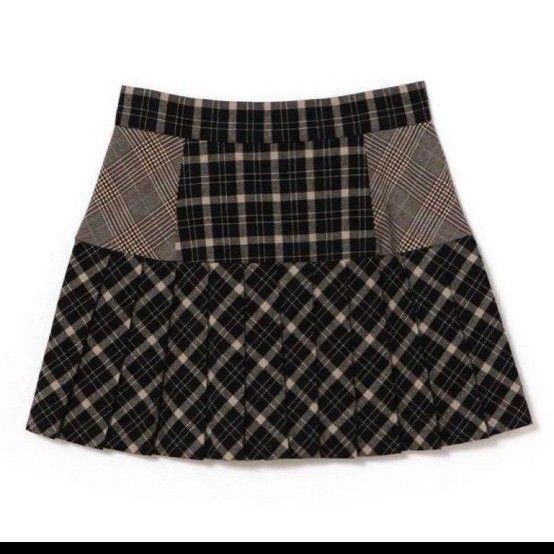 andmary Coco check pleats skirt black S