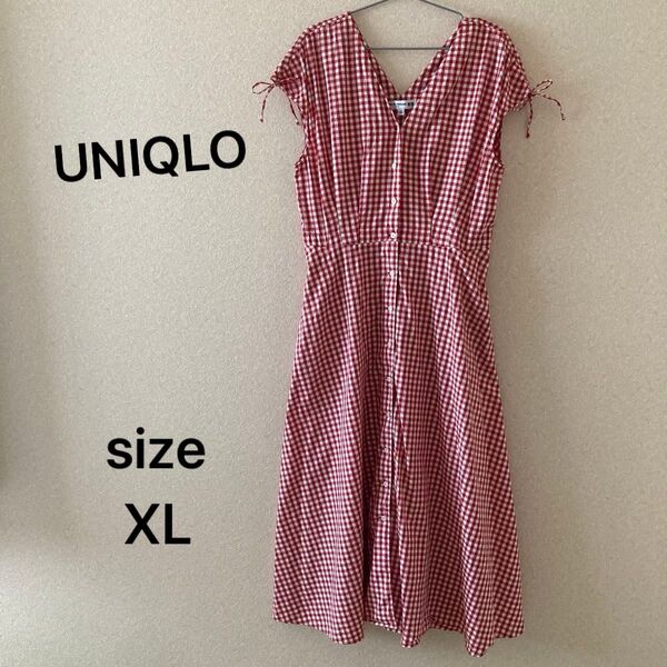 ユニクロイネスドラフレサンジュ UNIQLO INES DE LA FRESSANGE XL コットンフレアVネック ワンピース