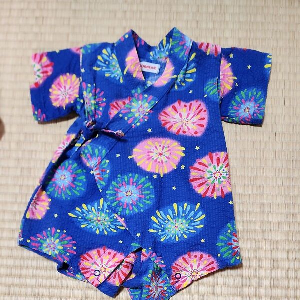 甚平 ロンパース 花火柄 70サイズ