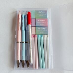 Nicpro パステルシャープペンシル かわいい 女の子 キャンディカラー 消しゴム 詰め替え ケース付 筆記用具 中学生 高校生