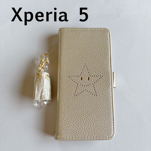 Xperia 5ケースカバー SO-01M SOV41 901SO ケース 手帳型 星 笑顔 可愛い ストラップ付き カード収納