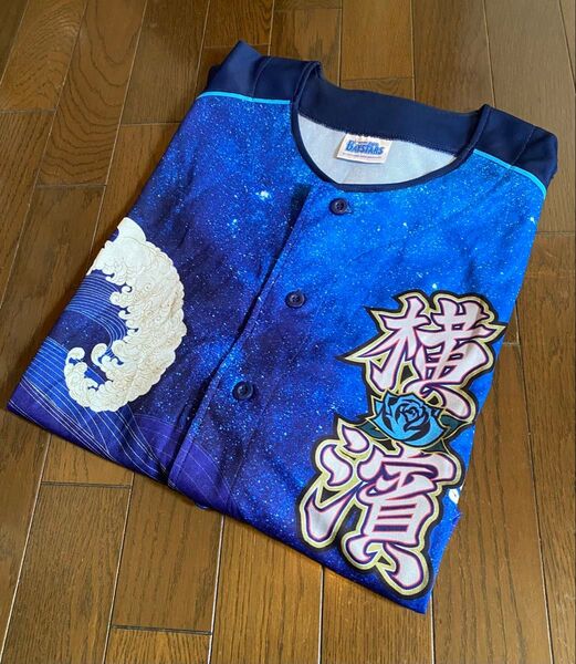 レア横浜ベイスターズDeNAベースボールシャツ半袖野球ユニフォームレプリカスターナイトセリーグ海波葛飾北斎和柄アロハシャツTシャツ