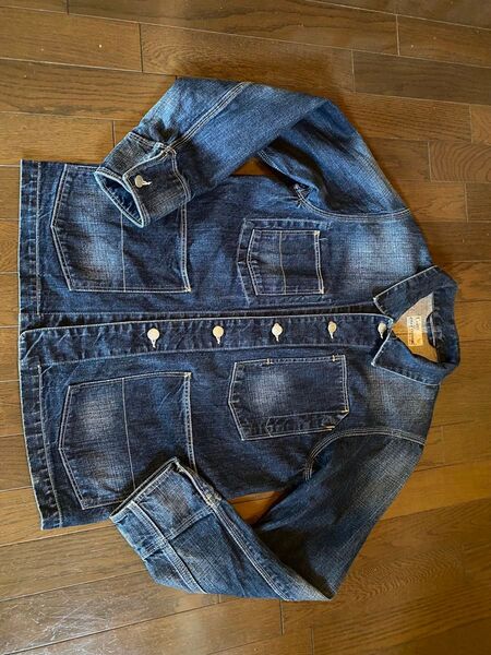 激渋vintageデニムジーンズジャケットカバーオールダンガリーシャツワーク濃紺エイジングインディゴジージャン縦落ち