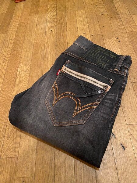 日本製エドウィンデニムジーンズパンツvintagewashダメージグランジ503ブルートリップワークカーゴペインターブラックw32
