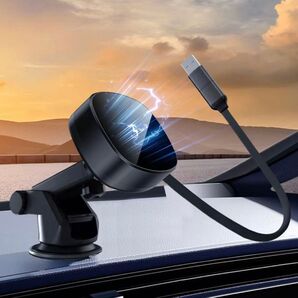 スマホホルダー 車 マグネット 巻き取り式 MagSafe対応急速充電最強磁力