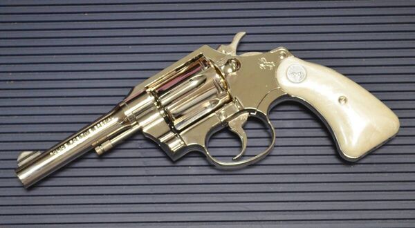 未発火 美品 タナカ モデルガン コルト ポリスポジティブスペシャル ニッケルフィニッシュ パール調グリップ付き