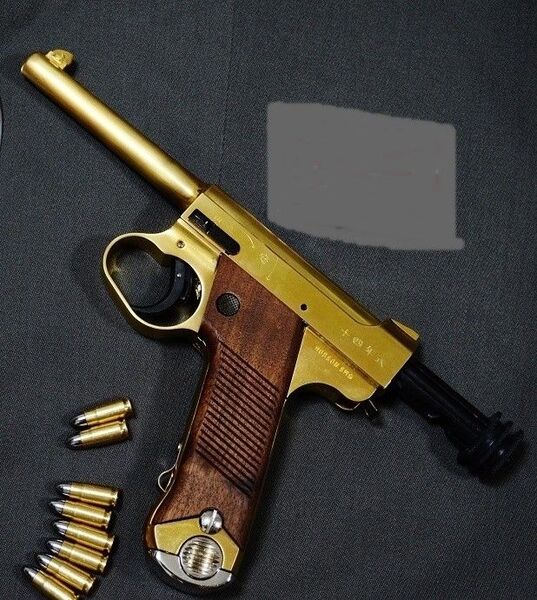 美品! ハドソン 南部十四年式拳銃 金属製モデルガン 未発火 木グリ付き