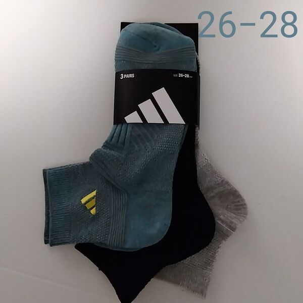新品☆アディダス adidas 刺繍入り ソックス 靴下 3足組(26-28cm)
