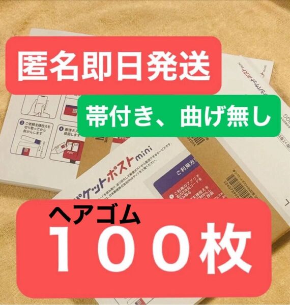 ゆうパケットポストmini 封筒 ゆうパケットポストミニ 100枚セット + ヘアゴム