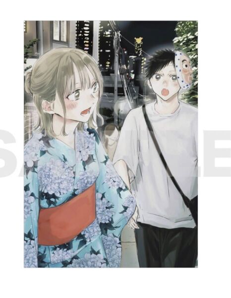 アオのハコ アオのハコ展 額装高精細デジタルカラー 千夏と大喜 イラスト 額縁 アート