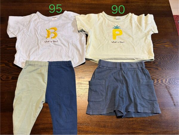 95・90 夏服 半袖 ハーフパンツ 短パン 上下セット 4点まとめ売り 西松屋他