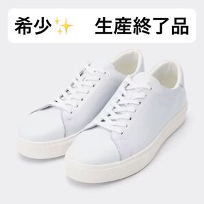 【定価:¥4,990/クーポンで¥200オフ】リアルレザースニーカー ホワイト 白 本革 GU ジーユー 生産終了品 25.0cm