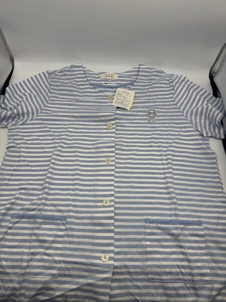 ナルエー NARUE 部屋着 パジャマ 上下セット M/Lサイズ 水色ストライプ ルームウェア