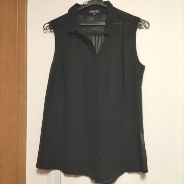 【美品】INDIVI ノースリーブブラウス 黒 38