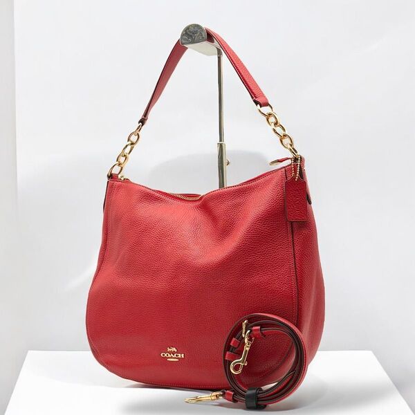 【極美品】COACH コーチ ワンショルダーバッグ レザー 本革 シボ革 肩掛け 斜め掛け クロスボディ A4収納可 通勤・通学