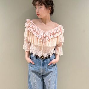 ヴィンテージライクレースブラウス リリーブラウン