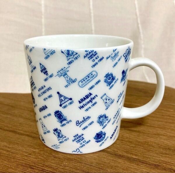 新品 ARABIA アラビア ファクトリー マグ カップ ブルー ロゴ