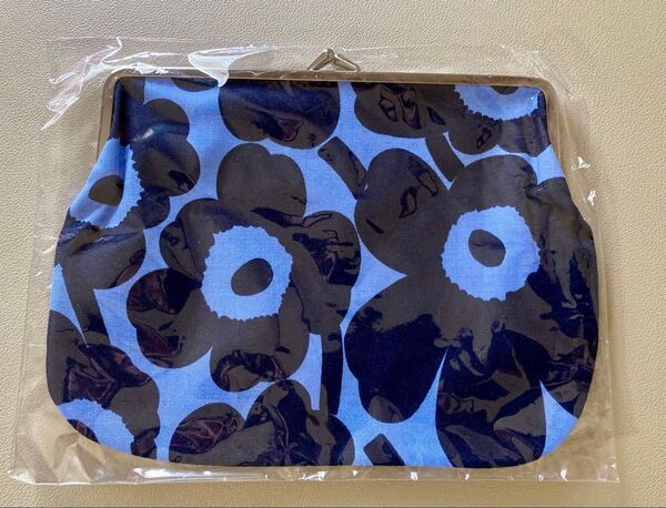 新品 マリメッコ ウニッコ がま口ポーチ ライトブルー×ダークブルー marimekko Unikko