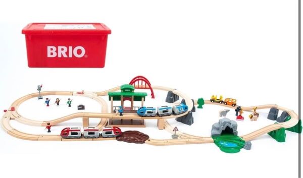 BRIO 2024年クリスマス限定レールセット 専用プラスチックケース入り 70ピース ブリオ 80000-142