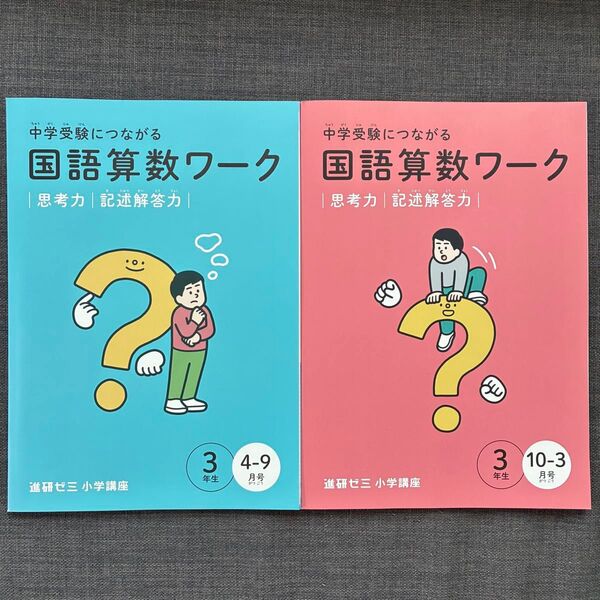 進研ゼミ 小学講座 中学受験につながる 国語算数ワーク 思考力 記述解答力 3年生 2冊セット 夏休み ドリル