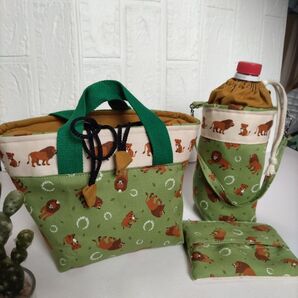 保冷保温ランチバック&ペットボトルホルダー【今ならティッシュ入れ付きポーチ付き】ハンドメイド