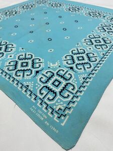  rare inscription light blue USA made one-side ear vintage Vintage bandana atomic 13960 A07306 / cookie Cross Tiger Elephant 