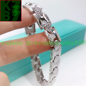 [ permanent gorgeous ] men's platinum bracele chain white gold luck with money fortune ... better fortune birthday memory day man accessory * length 20cm -ply 36g proof attaching K62