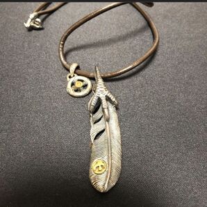 シルバー羽根モチーフレザーネックレス ネックレス アクセサリー フェザー シルバー イーグル