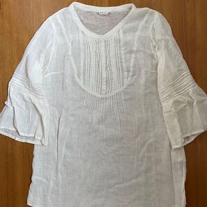 七分袖チュニック ブラウス ホワイト