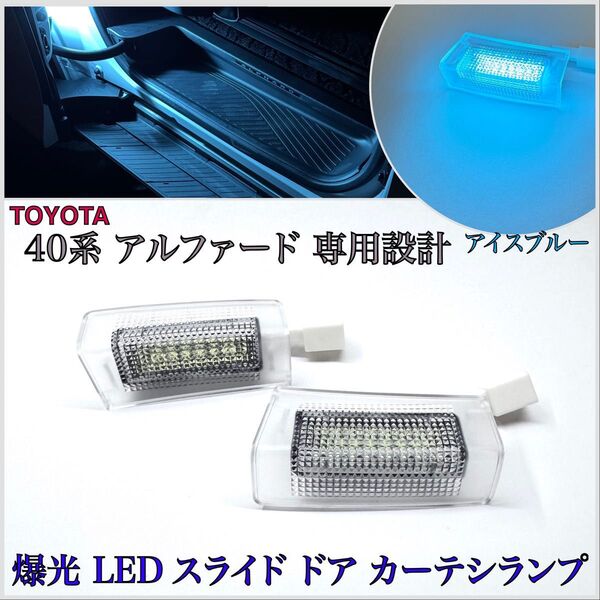 新型 40 アルファード 専用 スライド ドア LED カーテシランプ ウェルカムライト ルームランプ フットランプ アイスブルー