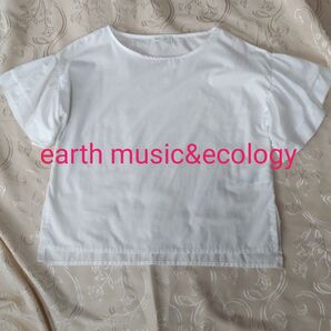 earth music&ecology ブラウス カットソー 白 半袖 トップス ホワイト
