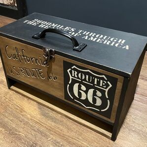 No.620 男前インテリア ブルックリンスタイル ルート66 ROUTE66 ヴィンテージ風 収納ボックス 木工雑貨