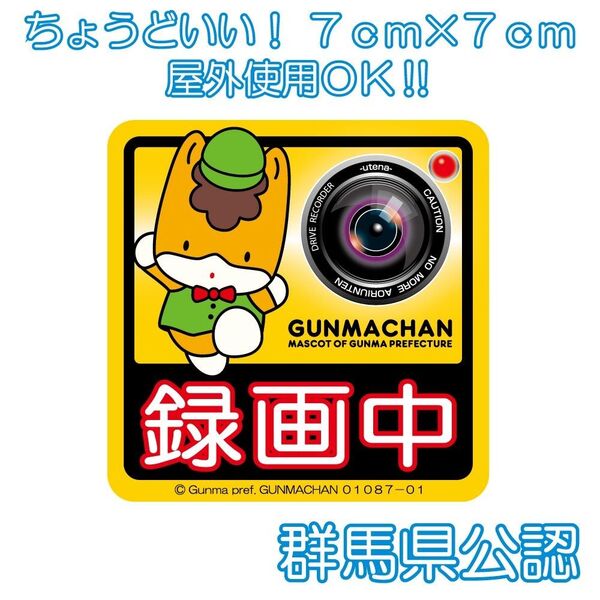 ぐんまちゃんドラレコステッカー 7cm×7cm 耐水耐候仕様 屋外使用OK! ゆるキャラドライブレコーダー録画中アピール! 10