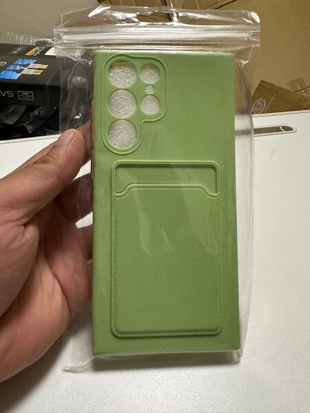 Galaxy S22 Ultra スマホケース カード収納 グリーン 未使用