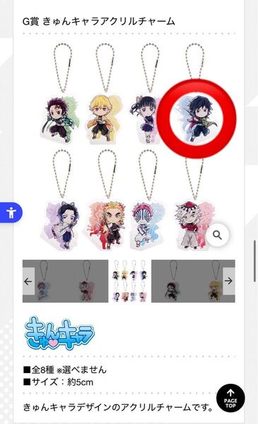 鬼滅の刃 一番くじ G賞 きゅんキャラアクリルチャーム 冨岡義勇