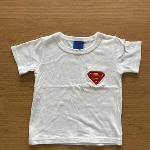 スーパーマン ロゴ 刺繍 Tシャツ 110 ホワイト