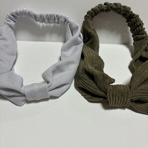 【クーポンご利用ください!】ヘアバンド クロスヘアバンド シルバー カーキ 2点セット 未使用品 しまむら