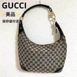 【美品】GUCCI グッチ GGキャンバス ハーフムーン ワンショルダーバッグ