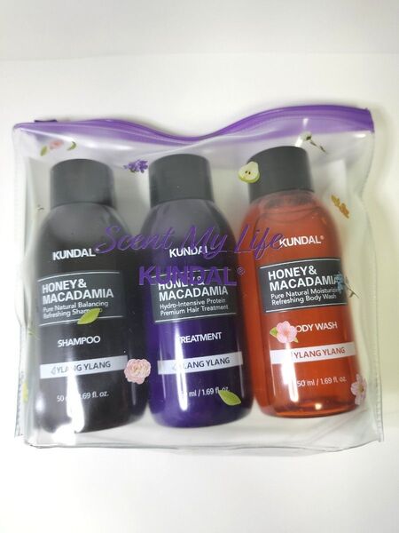 クンダル トラベルセット ハニー&マカダミア シャンプー トリートメント ボディウォッシュ 50mL イランイラン KUNDAL
