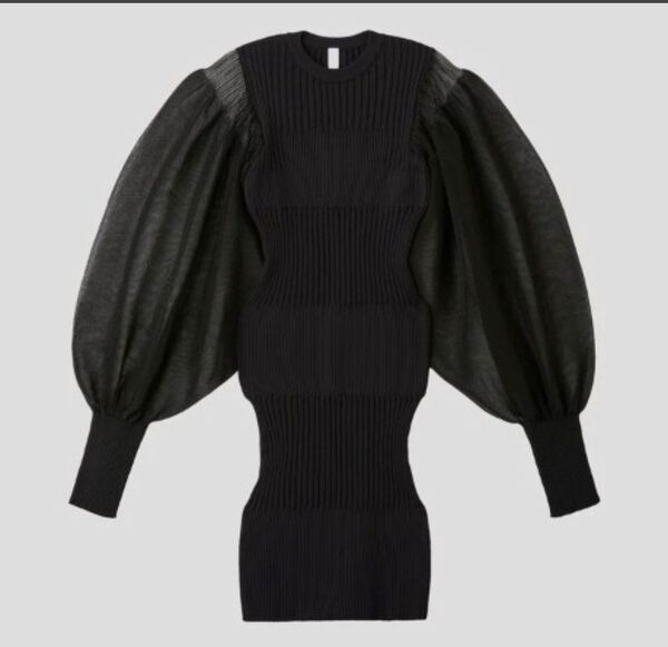 CFCL 24SS FLUTED LUCENT GLITTER LONG PUFF SLEEVE MINI DRESSワンピース3