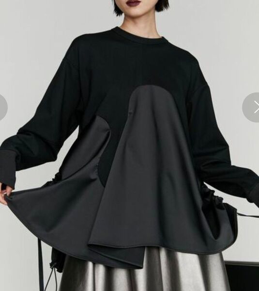 美品 UN3D. アンスリード 24aw WAVE LINE TENT FLARE TOP トップス シャーリング カットソー38