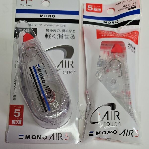 トンボ 修正テープ モノエアー つめ替えタイプ本体5 5mm幅 本体と詰め替えセット(ヘッド:レッド) CT-CAX5