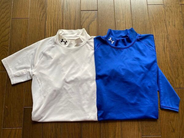 UNDER ARMOUR アンダーアーマー サッカーインナー 白(半袖)&青(長袖)2枚セット