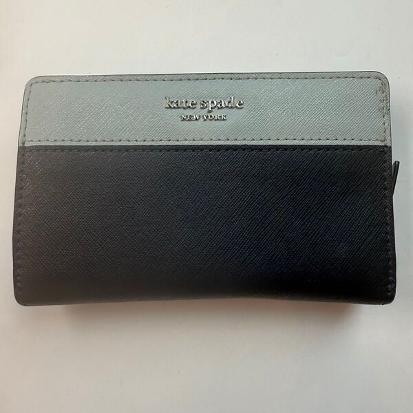 kate spade ケイトスペード 二つ折り財布 コンパクト ケイトスペードニューヨーク バイカラー 青 水色
