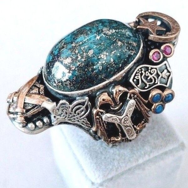 *NEW*トルコ製 ハンドメイド メンズリング シルバー925(天然トルコ石)