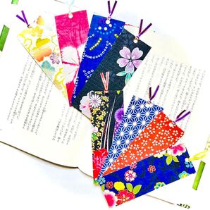 #87 手作り布製しおり 綺麗な和柄8枚セット 花柄 桜 ハンドメイド